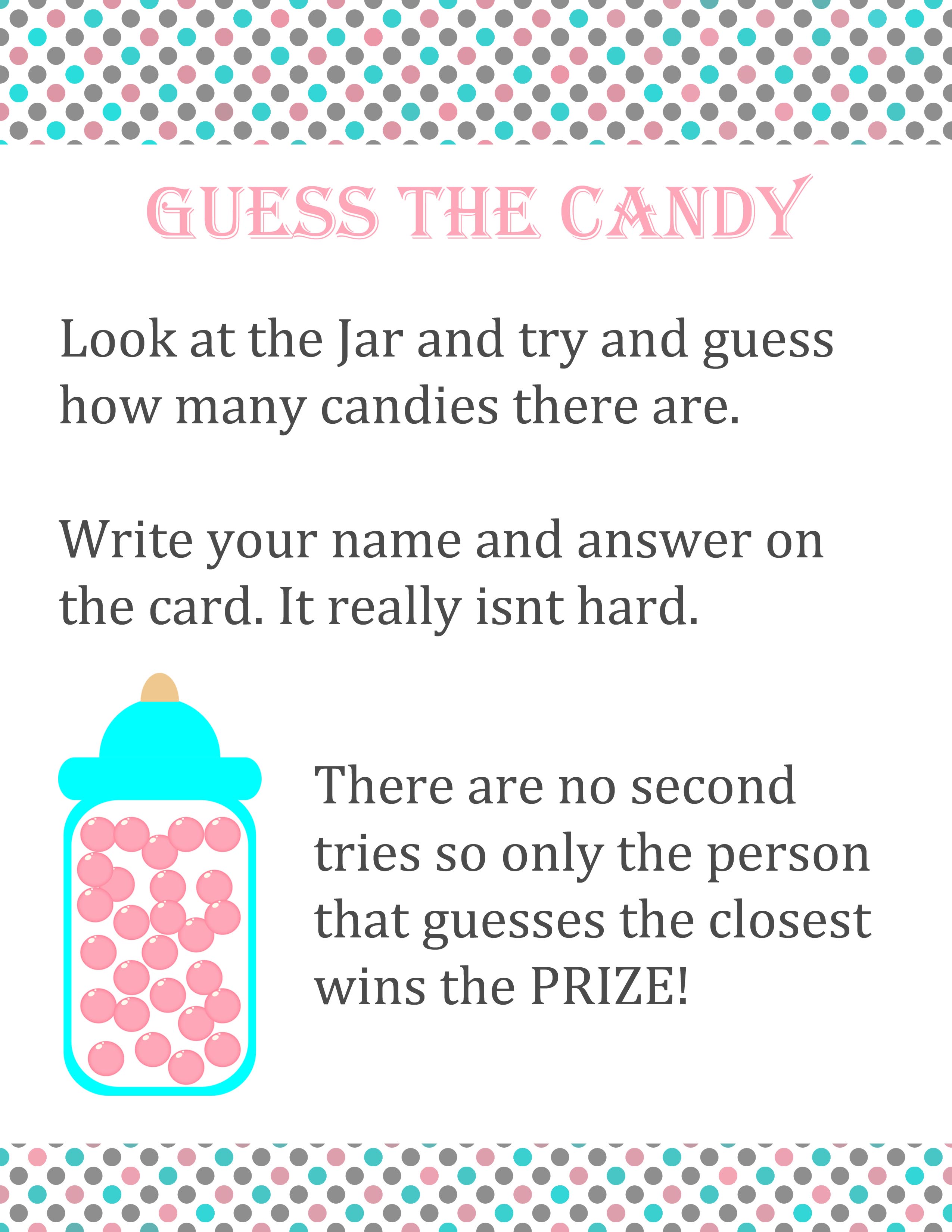 Printable Candy Jar Guessing Game Template Printable Word Searches